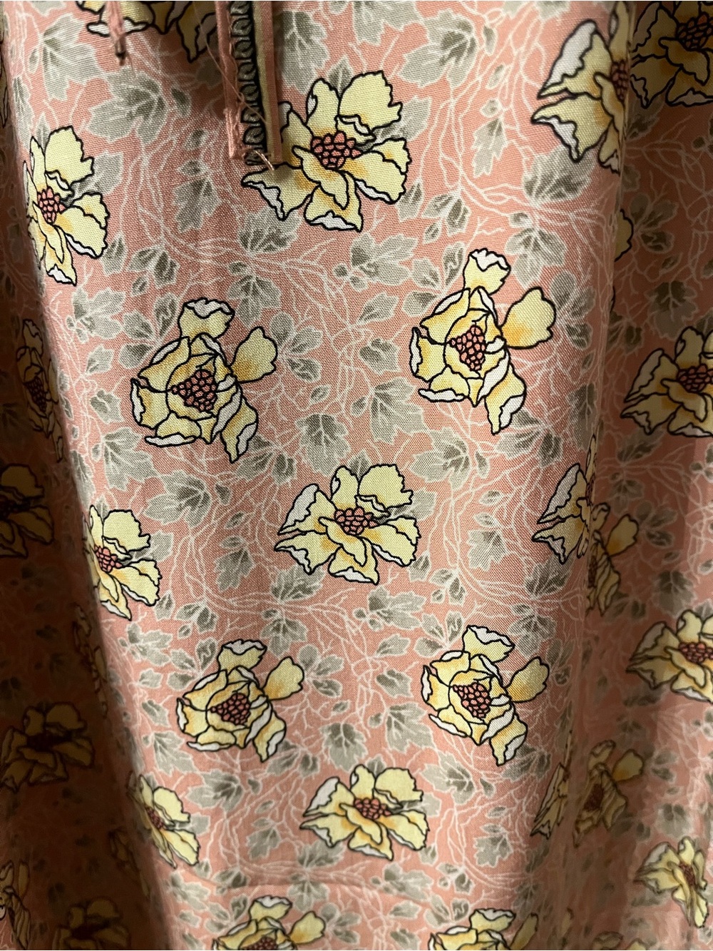 Max Studio Top Floral Pink Ruffle Sleeve Yellow Bloom Print Blouse M/L